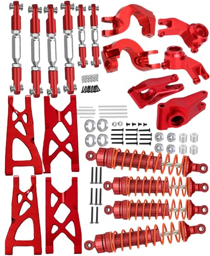 Upgrades Part for 1/10 Senton/Granite 4X4, Alloy Front Rear Shocks&A Arms&Front Steering Block Knuckles & C-Hubs Caster Blocks & Rear Hubs&Adjustable Turnbuckles Camber Links,Red