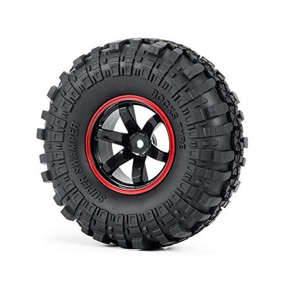 4PCS 110mm 1.9" Rubber Tires & Plastic Wheel Rim | 12mm Hex Hub, For 1/10 Axial SCX10 TRX4 D90, RC Crawler Car