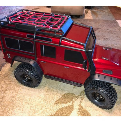 MOHERO 1/10 RC Elastic Luggage Net with Hook for 1:10th RC Vehicles RC Crawler Truck Car D90 TRX4 Roof Rack (Red) - color: Red
