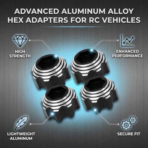 VBESTLIFE RC Wheel Hex Adapters, Aluminum Alloy 8x32 to 17mm Hex Adapters for 8x32 3.8in Wheels Electric Car Truck (Black) - color: Black