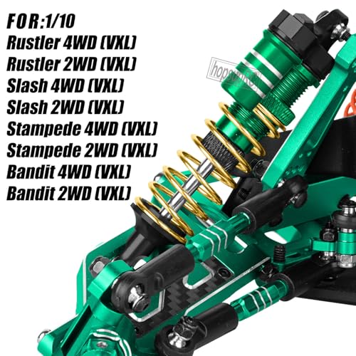 Upgrades Part Front Rear Assembled Full Metal Shocks Aluminum Big Bore RC Shocks Absorber Damper for 1/10 Slash/Rustler/Stampede/Bandit 4X4 4WD 2WD(VXL).Green(4PCS) - color: Green(4PCS)