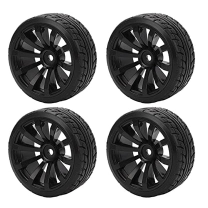 1/10 RC Drift Car Tires Hard Rubber Tyre Set for TT02 On Road Drifting Car Black 62mm Diameter 26mm Width 12mm Hex Coupler 4PCS