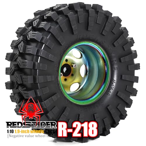 REDSPIDER•Negative Offset -10mm 1.9'' Beadlock Wheels Deep Dish Metal(4pcs) Retro Design for Scale 1/10 RC Crawler Axial SCX10 TRX4 VS4-10 Redcat Gen8 RC4WD D90 Rock Crawler (Titanium) - color: Titanium