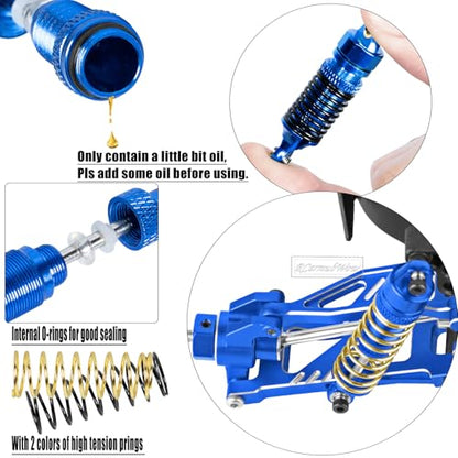 RC Upgrades Part for 1/18 Granite GROM MEGA 380,Front Rear Shock Absorber,Driveshafts CVD,Suspension Arms,Front Steering Block Knuckles & C-Hubs Caster Blocks & Rear Hubs,Navy Blue - color: Navy Blue(1set)