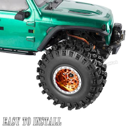 RC 2.2 Wheel Tires for 1/10 SCX10 SCX10 II 90046 SCX10 III AXI03007 SCX10 Pro TRX4 TRX6 Gen7/8 D90 VS4-10 MST CFX RC Crawler Car,4pcs Aluminum RC 2.2 in Beadlock Wheel,Orange - color: Orange - (2.2tires)