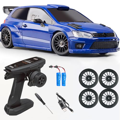 LD2801 Mini RC Drift Car 1/28 Scale RTR Remote Control 4WD Racing Cars with 4PCS Drift Tires and LED Searchlight for Hobby Gift (Blue) - color: Blue