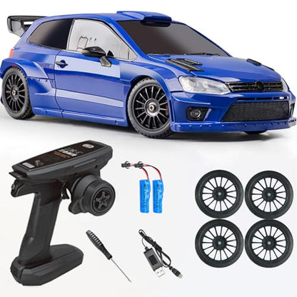 LD2801 Mini RC Drift Car 1/28 Scale RTR Remote Control 4WD Racing Cars with 4PCS Drift Tires and LED Searchlight for Hobby Gift (Blue) - color: Blue