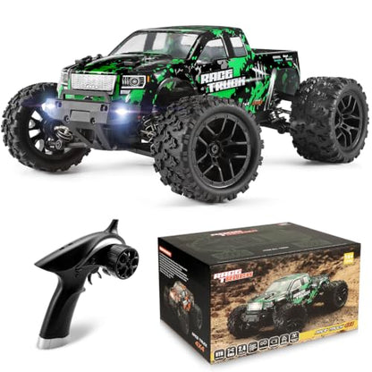 HAIBOXING 18859 1:18 Scale All Terrain RC Car, Hobby 4WD Remote Control Car | 2.4GHz Electric RC Vehicle 36 KPH High Speed 4X4 Waterproof Off-Road RC Truck with Two Rechargeable Batteries for RC Driving - color: Green-black