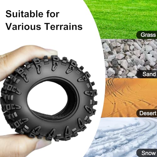 LRFHL 1.3" Crawler Tires Soft Rubber for 1/18 TRX4M 1/24 SCX24 FCX24, 4PCS | 64mm*27mm, RC Tires with Foam Insert, RC Rock Crawling Tires Upgrade - color: Style C