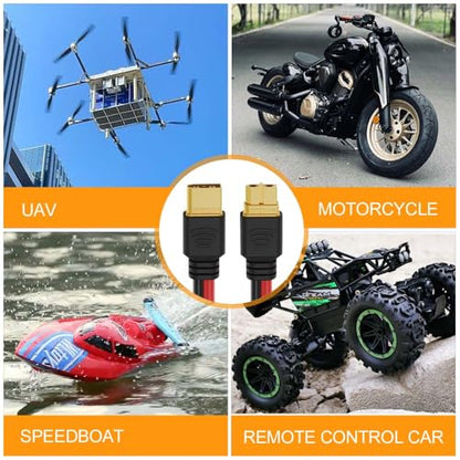 GRZWAYS 2 Pairs XT60 Plug Female and Male Connector with 12AWG Wire for RC Lipo Battery Cable Drone Car Boat