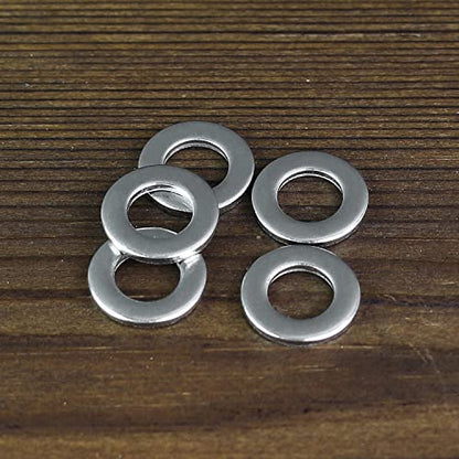 HELIFOUNER 200 Pieces M5 Flat Washers, 304 Stainless Steel, Inner Diameter 5mm, Outer Diameter 10mm, Thickness 1.0mm, Fender Washers, Metal Washers for Screws Bolts - size: M5