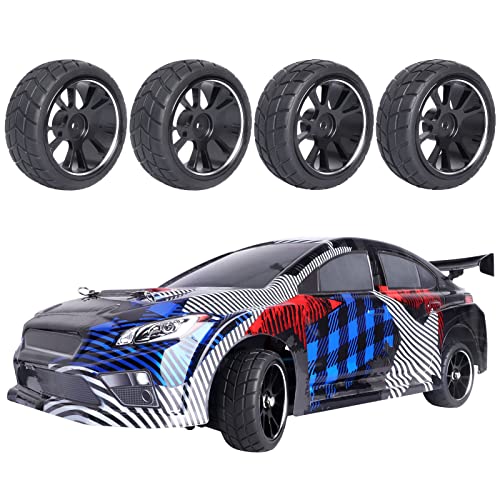 GoHooby 12mm Hex RC Wheels and Tires Pre-Mounted OD 2.55in Compatible with Traxxas Tamiya 1/10 RC On-Road Touring Car (Color 4) - color: Color 4