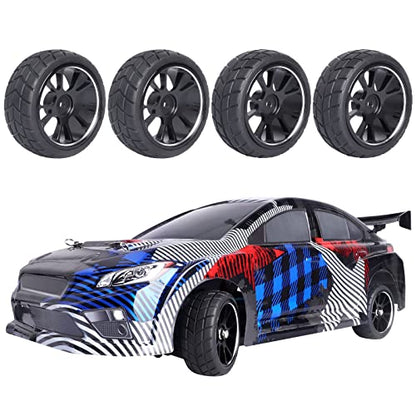 GoHooby 12mm Hex RC Wheels and Tires Pre-Mounted OD 2.55in Compatible with Traxxas Tamiya 1/10 RC On-Road Touring Car (Color 4) - color: Color 4