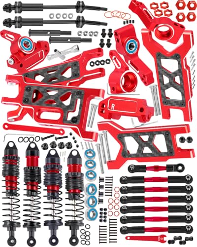 RC for 1/10 Slash 2WD,Slash 2WD VXL Upgrades Parts Shocks&Drive Shaft CVD&Front Rear Suspension A Arms&Caster Block&Steering Blocks&Rear Stub Axle Carriers&Turnbuckles Camber Link,(Red) - color: Red(Upgrades Parts)