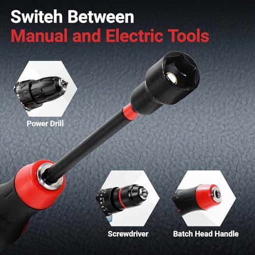 21-Piece Magnetic Nut Driver Set - SAE (1/4" to 9/16") & Metric (5mm to 15mm) Nut Driver Set with Non-Slip Silicone Grip Handle - Cr-V Magnetic Socket set - size: 21-Piece Magnetic Nut Driver Set