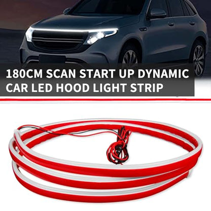 71 inch Car LED Hood Light Strip Universal 12V Flexible Waterproof Daytime Running Lights Car Dynamic Scan Start-up Under Hood Light Strip Compatible with Ford Chevy Silverado GMC Dodge Ram - color: White Light, size: 71 Inch