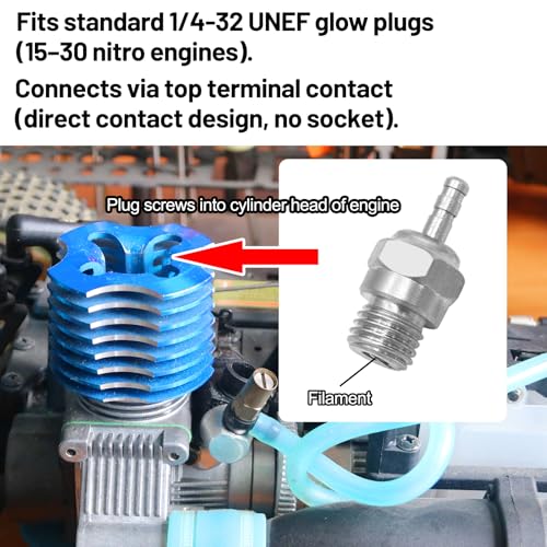 OGRC RC 1/8 1/10 Nitro Engine Nitro Glow Plug Igniter Starter Tools | RC Igniter Starter with Battery Charger for HSP Redcat RC Buggy Truck Models