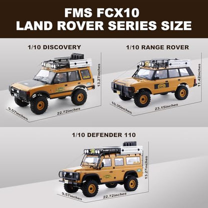 FMS FCX10 1/10 RC Crawler Land Rover Camel Trophy Edition, Official Licensed 4WD All Terrain Off-Road RC Truck for Adults, High-Detail Scale RC Car with Metal Gears, Upgraded Shocks (Range Rover) - style: Range Rover