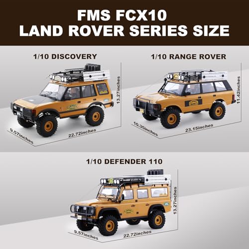 FMS FCX10 1/10 RC Crawler Land Rover Camel Trophy Edition, Official Licensed 4WD All Terrain Off-Road RC Truck for Adults, High-Detail Scale RC Car with Metal Gears, Upgraded Shocks (Defender) - style: Defender