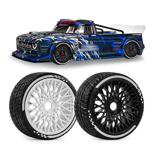 4PCS RC Highway Off-Road Truck Wheels & Tires - Compatible with 1/8 Typhon 6S BLX, 1/7 Infraction 6S BLX/Limitless - Foam Insert Plastic Rims （4 Small ） (White（4pcs）) - color: White（4pcs）