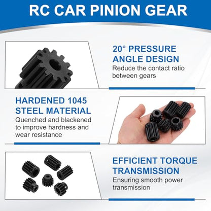 uxcell 2Pcs 1.5 Mod 12T Spur Gear 6mm Bore, 1045 Steel Pinion Gear Black Surface Treatment, 20° Pressure Angle, for Spur Rack and RC Model Car or Motor DIY(14mm) - size: 1.5 Mod 12T, 6mm x 14mm