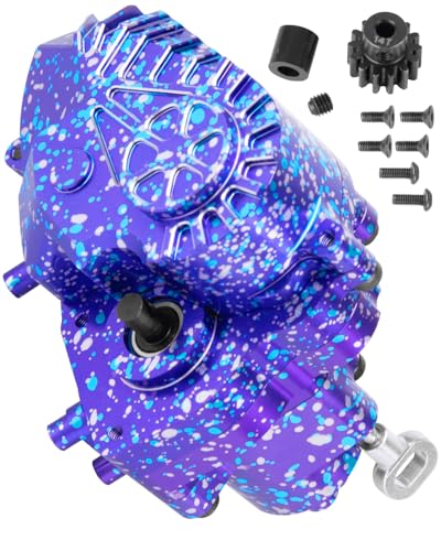 RC Transmission w/Gear Upgrades Part for 1/10 SCX10 AXI03004 Capra 1.9 UTB,Aluminium Alloy Complete Gearbox Transmission Case with Gear,Mix Purple&Blue - color: Multicolorred(1set)