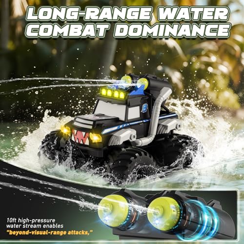 Remote Control Car, Waterproof Monster Trucks Toys, 1:18 Amphibious RC Cars, 2.4 GHz 4WD All Terrain Off-Road Pickup Toy Truck, Kids Toys for 6-12 Year Old Boys Girls Christmas Birthday Gifts Presents - color: Black & Blue