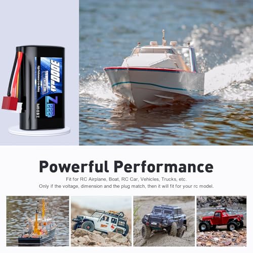Zeee 2S Li-ion Battery 3000mAh 7.4V T Connector with 7.4V Battery Charger | 2S Rechargeable Battery Compatible with 4WD High Speed RC Car 1/16 Scale RC Car Boat Trucks (2 Pack)