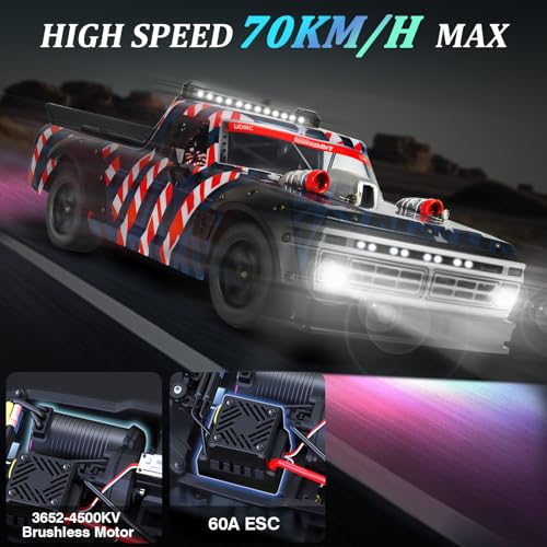 Cheerwing 1:10 Brushless RC Cars for Adults,70+KMH RC Drift Car,Hobby RC Racing Car with 3000mAh Lipo Battery,Remote Control Truck for Adults