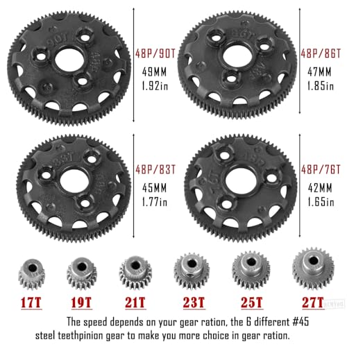 Aluminum Transmission Gearbox w/Gear Upgrades Part for 1/10 Slash 2WD (VXL),Rustler 2WD (VXL),Stampede 2WD (VXL),Bandit 2WD (VXL),Colorful - color: Colorful - (Upgrades)