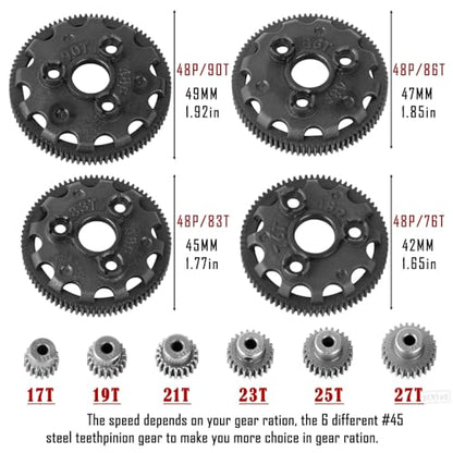Aluminum Transmission Gearbox w/Gear Upgrades Part for 1/10 Slash 2WD (VXL),Rustler 2WD (VXL),Stampede 2WD (VXL),Bandit 2WD (VXL),Colorful - color: Colorful - (Upgrades)