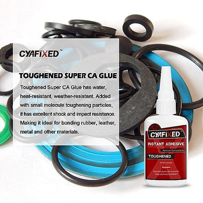 Toughened Super CA Glue, Professional Grade Cyanoacrylate Instant Adhesive, 2 oz. (56.8 Grams) - CA Glue for Rubber, Leather, Carbon Fiber, Speakers and Seals - size: 2 oz, style: Toughened