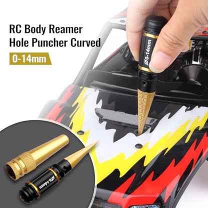 RC Body Reamer 0-14mm Hole Puncher Curved & Straight Scissors RC Car Tools Lexan Body Mounting Combo Set (3-Pack)