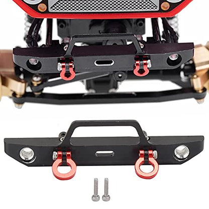 1/24 RC Car Front Bumper, Aluminum Alloy Metal Bumper Upgrade Parts Accessories with 2 Screw for SCX24 90081 RC Crawler Car (Black) - color: Black