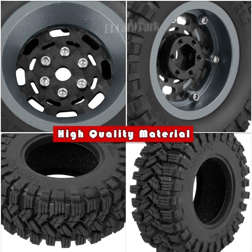 RC 1.2" Carbon Fiber Beadlock Wheels and Tires for 1/18 TRX4M,1/24 SCX24 RC Crawler Car,4PCS Carbon Fiber 1.2 Wheels Rims & Rubber Tires - C - style: 1.2 Tires - (C)