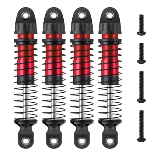 56MM Long Threaded Oil Shock Absorbers 4Pcs Adjustable Red Damper Upgrade Fit TRX4M TRX4MT 1/18 RC Crawler Car