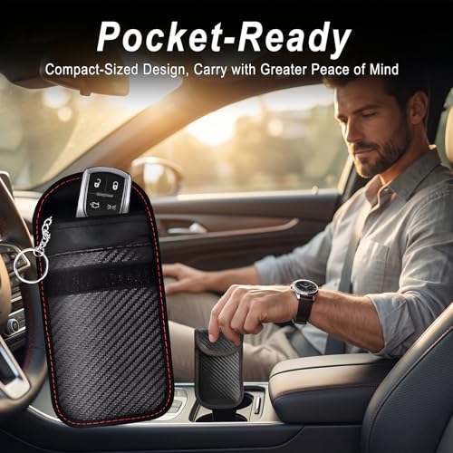 Faraday Bags 2 Pack for Car Keys, Faraday Pouch with Dual Pocket, Waterproof Key Fob Protector, RFID Signal Blocking Case, Anti Theft Bag for Vehicle Security