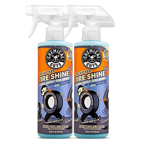 Chemical Guys, Tire Kicker Extra Glossy Tire Shine for Rubber & Trim, 16 oz | Sprayable dressing revives a deep wet look on tires, trim and bumpers, dries to the touch with no greasy sling - size: 16 Fl Oz, style: 2 Pack