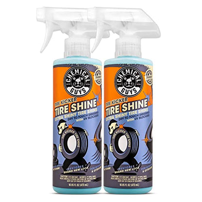 Chemical Guys, Tire Kicker Extra Glossy Tire Shine for Rubber & Trim, 16 oz | Sprayable dressing revives a deep wet look on tires, trim and bumpers, dries to the touch with no greasy sling - size: 16 Fl Oz, style: 2 Pack