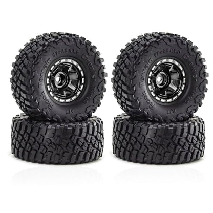 1.0 Beadlock Wheels and Tires Crawler Wheel Set for RC 1/24 Axial SCX24 Gladiator Bronco C10 Deadbolt AX24 FCX24 1/18 TRX4M Upgrade Parts (Style 1)