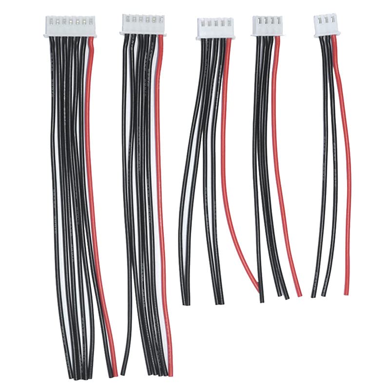 10pcs 2S 3S 4S 5S 6S Balance Connector Male Plug Extension Cable JST-XH RC Lipo Connector Adapter with 15cm 22awg Silicone Cable (2-6s) - size: 2S-6S( 2pcs each)
