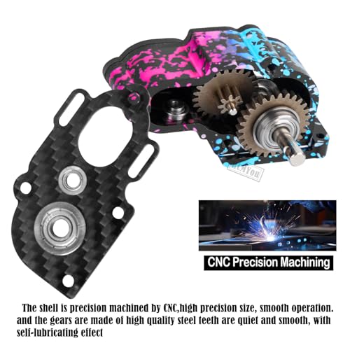 Aluminum LCG Transmission Gearboxes Upgrades Part for SCX10 SCX10 II 90046 90047,RC Crawler Car Alloy Transmission Gearbox Hop Ups,Colorful - color: Colorful - Scx10