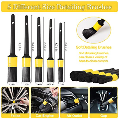 TTRCB 27Pcs Car Detailing Kit, Car Detailing Brush Set, Auto Detailing Drill Brush Set, Car Detailing Brushes, Car Wash Kit, Car Accessories, Car Cleaning Tools Kit for Interior, Exterior, Wheels - size: 27pcs