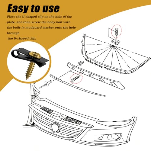 170PCS Car U-Clip and Screw Assortment Kit, Automotive U Nut Screw Clip, 9 Sizes Auto Body Panel Screws U Nuts Replacement, Vehicle U Clips Bolts Replacement Parts for Dash Door Panel Interior