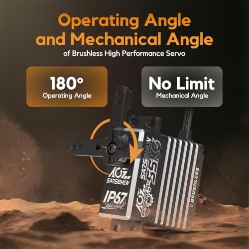 AGFRC 55KG Waterproof Brushless 1/10 1/8 RC Servo Motor(SA75BHLW) | 55KG High Torque, 0.110sec Speed, IP67 Waterproof, Programmable, Full Metal Gear, Ideal for 1/8 1/10 Rigs/Boats