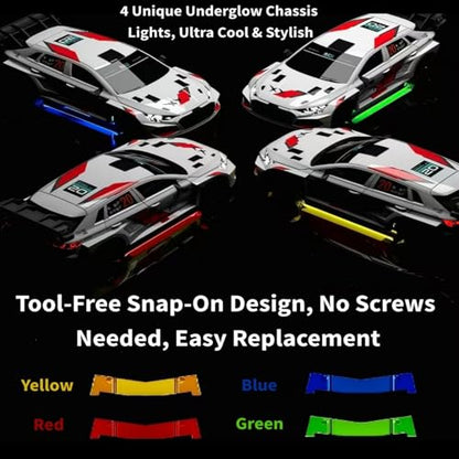 FLYCOLOR Turbo Racing C78 1:76 Mini Drift RC Car, 2WD Full Proportional Control, 2.4GHz Hobby RC with LED Light & DIY Shell, RTR Desktop Hobby Model(White) - color: White