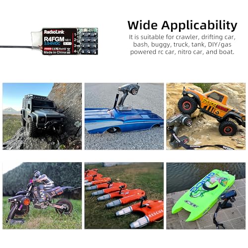 Radiolink R6FG&R4FGM Receiver with Gyro Long Range Control for RC Cars RC Boats for Radiolink RC4GS V2/RC6GS V2 Controller