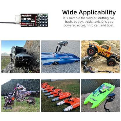 Radiolink R6FG&R4FGM Receiver with Gyro Long Range Control for RC Cars RC Boats for Radiolink RC4GS V2/RC6GS V2 Controller