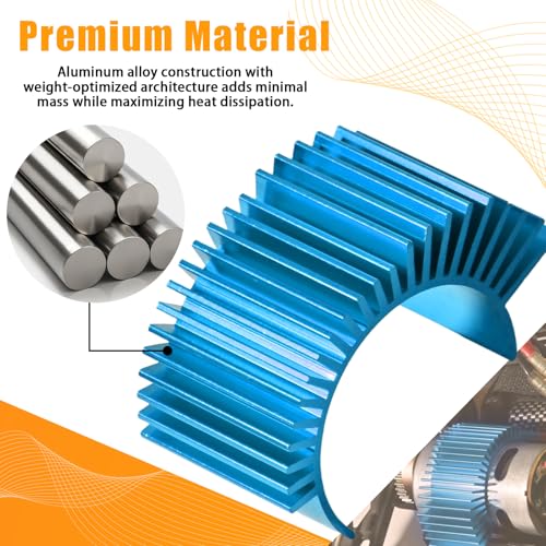5PCS Aluminum Heatsink Electric Engine Motor Heat Sink Cooling Fins Replacement for #03300, Compatible with 1/10 HSP Traxxas HPI Tamiya Losi 550 540 3650 Size Brushed/Brushless Motor (Blue) - style: Blue