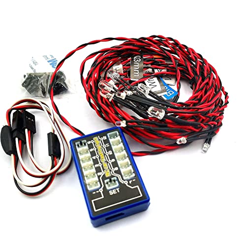 FainWan Rc Car Headlights Taillight Rc Truck Led Lights Flashing Light Lamp 12 LED 5 Operation Modes Compatible with 1/10 Rc Trucks, Crawler, Off-Road, Sport Racing
